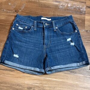Levi Strauss Denim Distressed Women's Mid Length Shorts